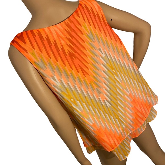 WORTHINGTON  | BRIGHT CHEVRON RUFFLE TANK TOP  SZ L - Picture 6 of 15